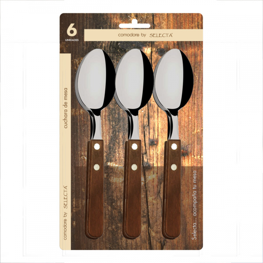 SET 6PZAS CUCHARA DE MESA 1.2MM MANGO